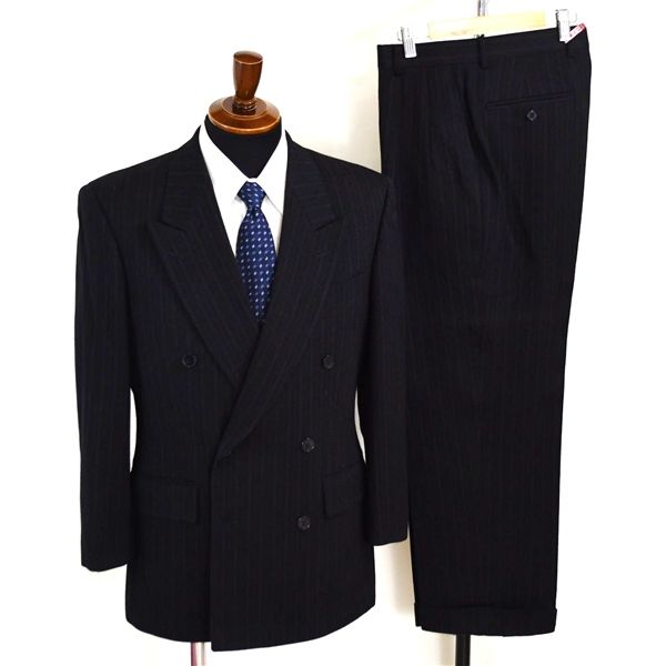 五大陸 gotairiku 6つボタン ダブルスーツ M A5 ブラック ストライプ