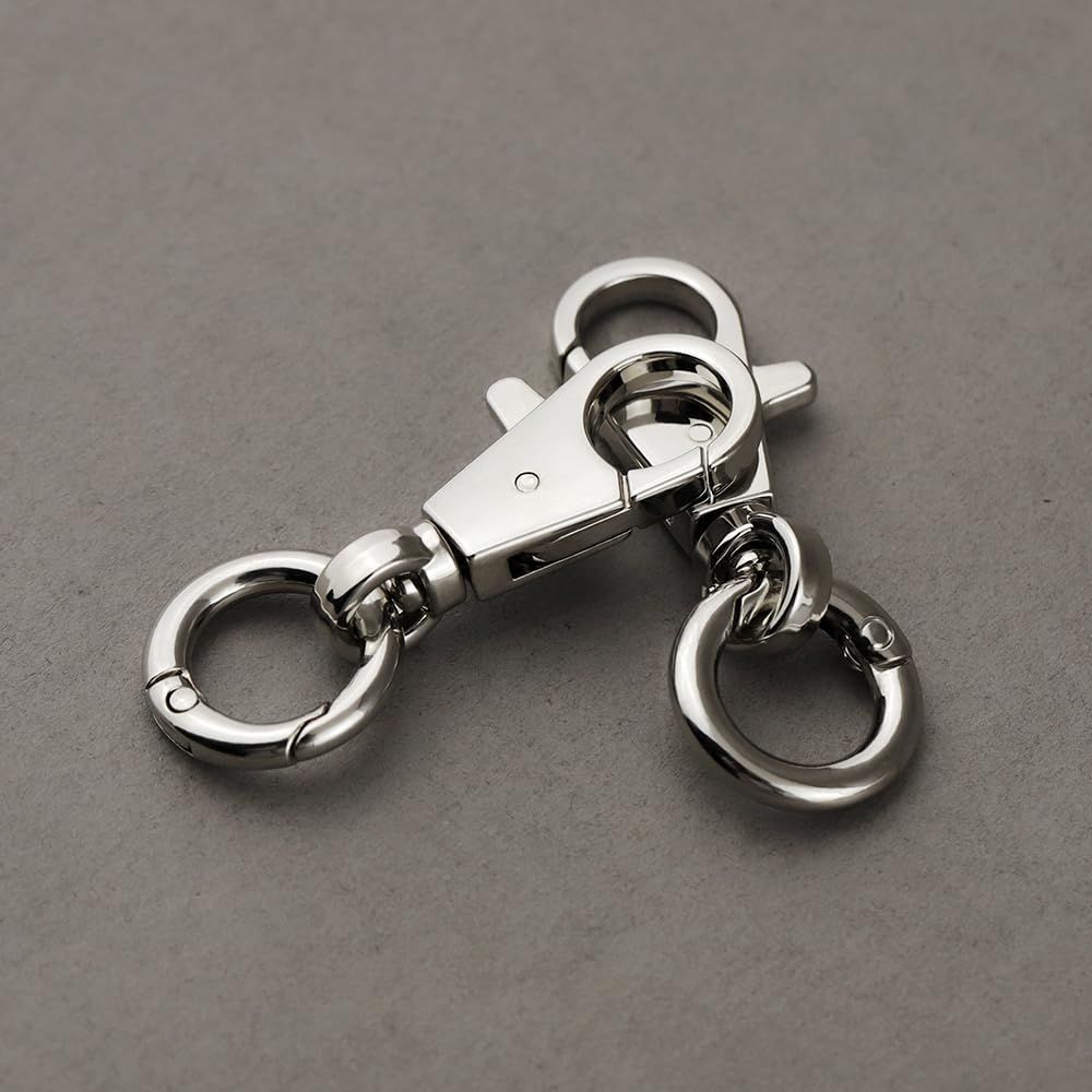 FUSSED] 2個セット ナスカン 二重リング キーホルダー 回転フック 金具 パーツ キーリング シルバー キーホルダーパーツ アクセサリーパーツ  手作り 手芸用品 ジュエリー 素材 DIY材料 丸カン付き - メルカリ