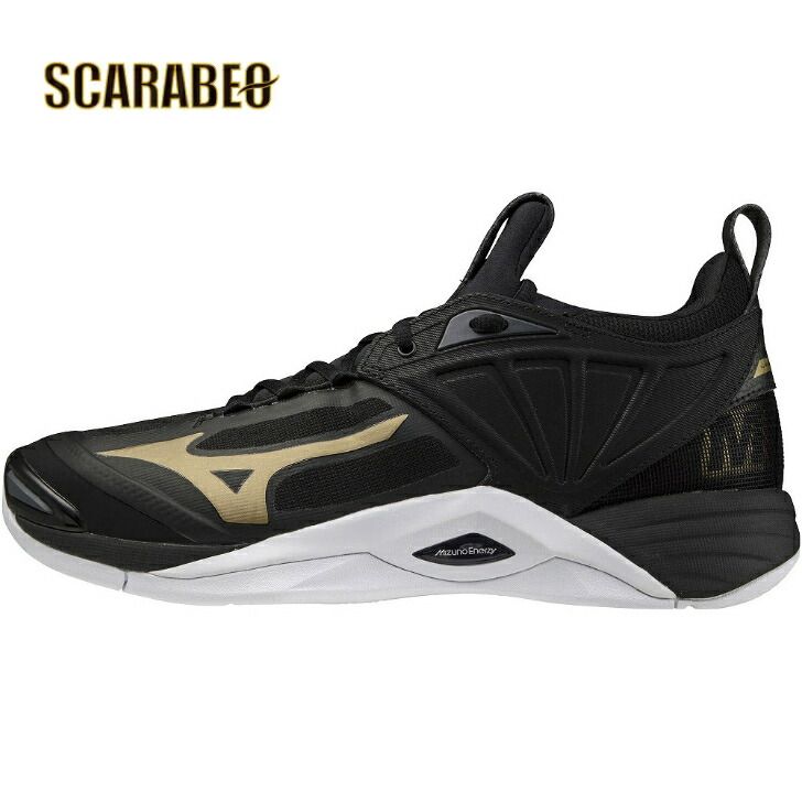 【 ミズノ mizuno 】 バレーボールシューズ ウェーブモーメンタム 2 ( ブラック×ゴールド×ホワイト ) V1GA211252 WAVE MOMENTUM 2 - 23.0
