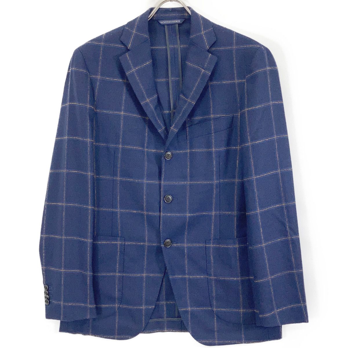 Belvest ベルベスト ﾈｲﾋﾞｰ ｳｰﾙ100 ﾁｪｯｸ柄 ﾃｰﾗｰﾄﾞｼﾞｬｹｯﾄ 46 - メルカリ