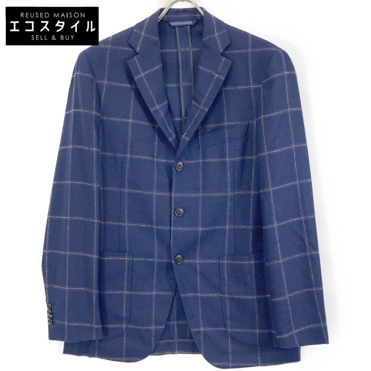 Belvest ベルベスト ﾈｲﾋﾞｰ ｳｰﾙ100 ﾁｪｯｸ柄 ﾃｰﾗｰﾄﾞｼﾞｬｹｯﾄ 46 - メルカリ