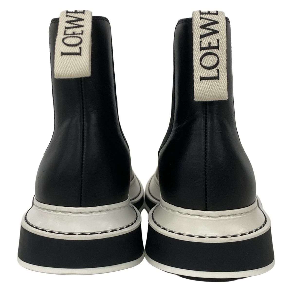 LOEWE(ロエベ) ショートブーツ 37 レディース美品 - 黒×白 サイドゴア