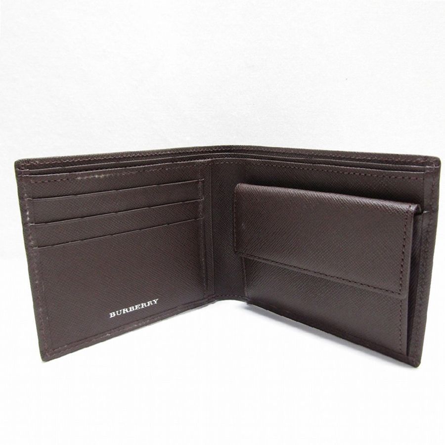 BURBERRY バーバリー 二つ折り財布 レザー ダークブラウン ノバ