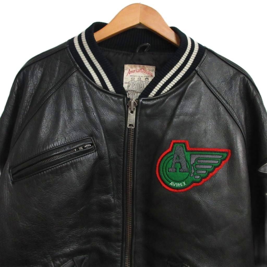 AVIREX レザージャケット ワッペン ブラック 黒 S 裏地キルティング AVIREX レザージャケット ワッペン ブラ ック S 裏地キルティング