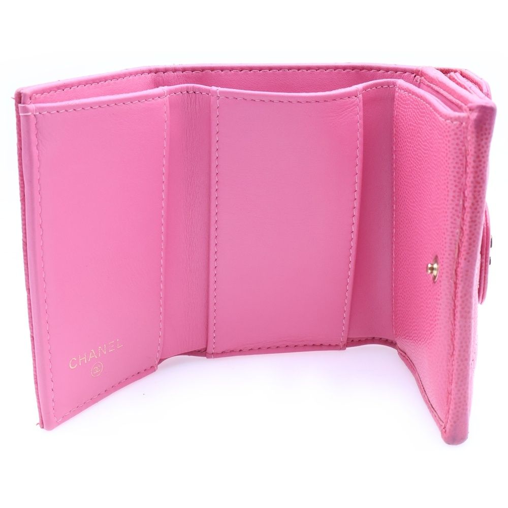 CHANEL (シャネル) マトラッセ コンパクトウォレット ピンク キャビア