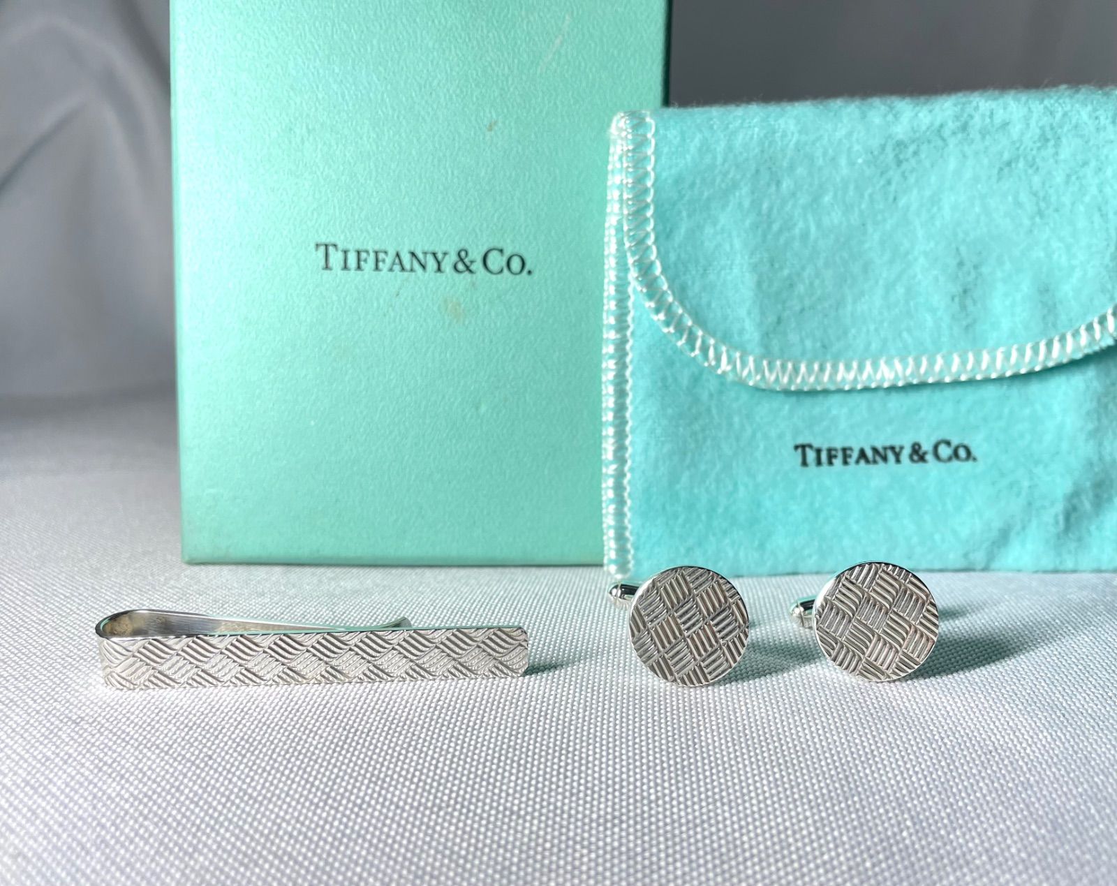 美品 TIFFANY ティファニー チェックライン スターリングシルバー