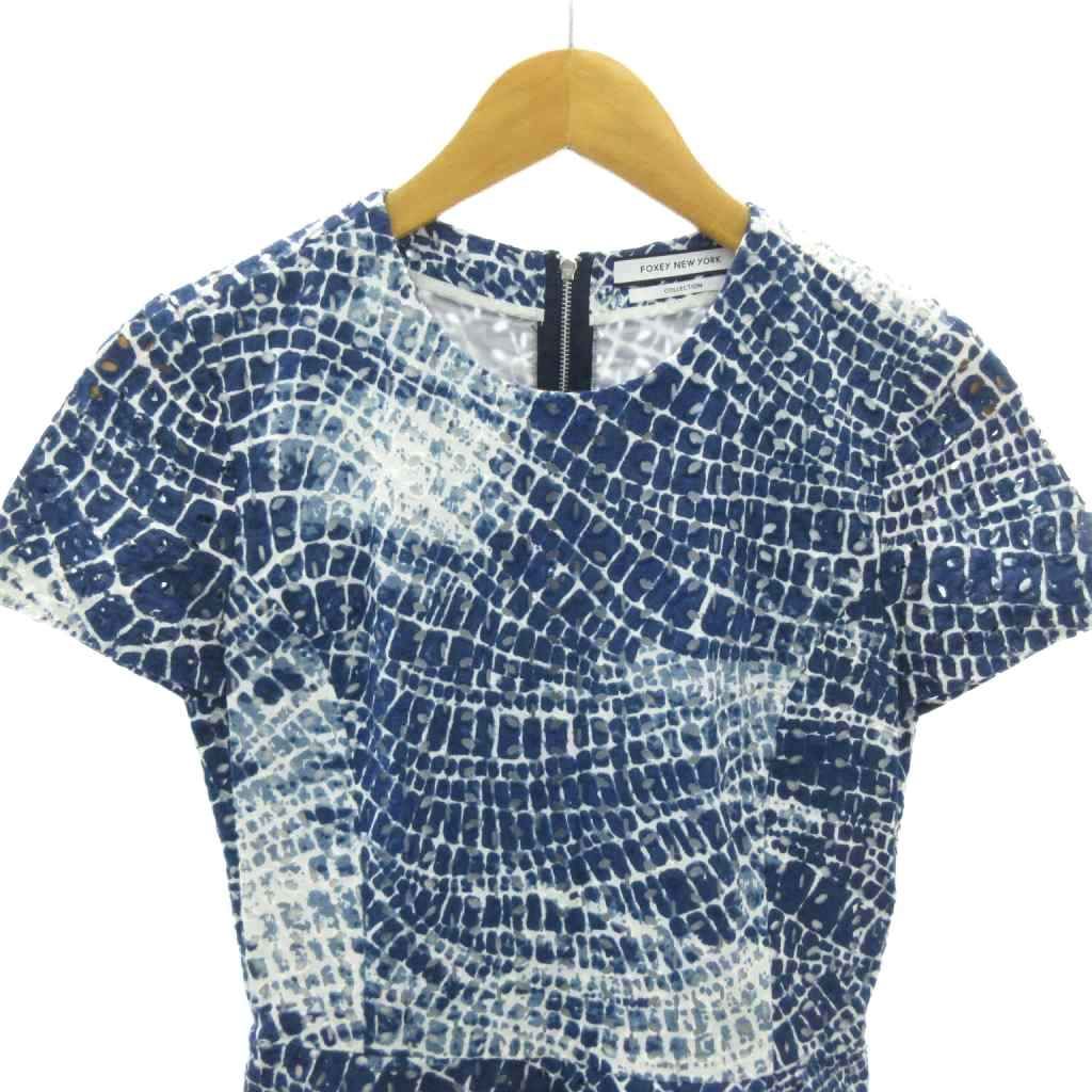 フォクシーニューヨーク FOXEY NEW YORK ワンピース 総柄 半袖 ひざ丈