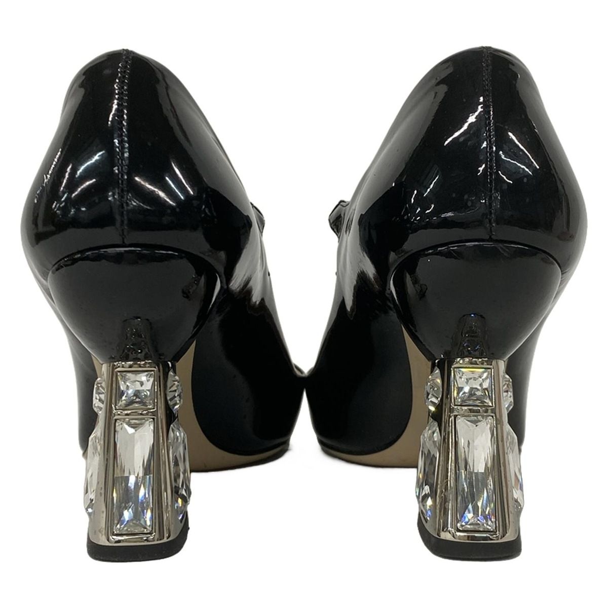 miumiu(ミュウミュウ) パンプス 36 レディース - 黒 ビジュー レザー