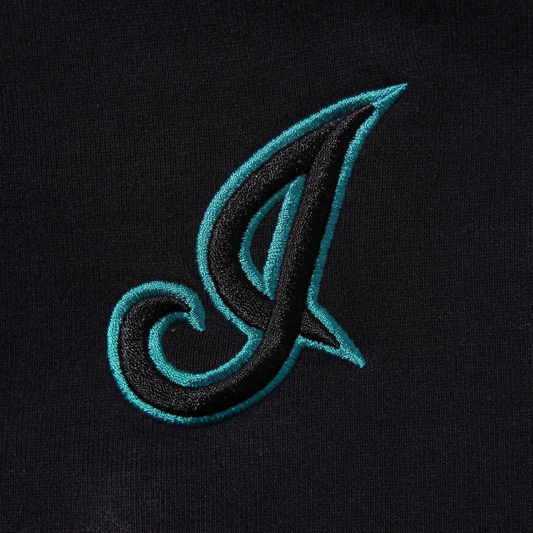 MLB インディアンズ スタジャン L ブラック ターコイズブルー ロゴ刺繍