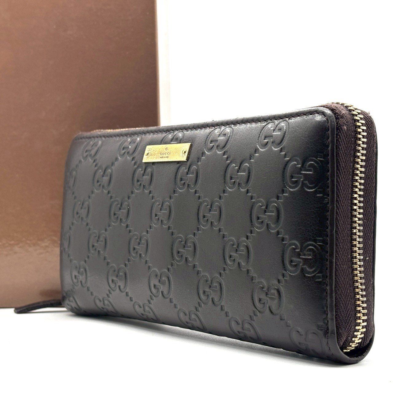 GUCCI　長財布　シマ　レザー　黒　ラウンドファスナー　GG柄　エンボス グッチシマ グッチ財布 GUCCI ラウンドファスナー長財布 メンズ