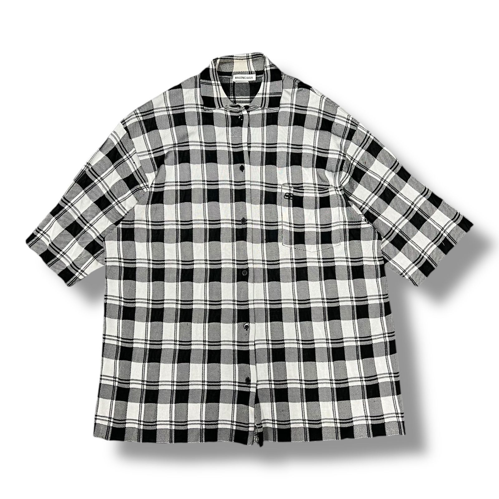 レディース 国内正規 BALENCIAGA OVERSIZED PLAID BUTTON SHIRT 