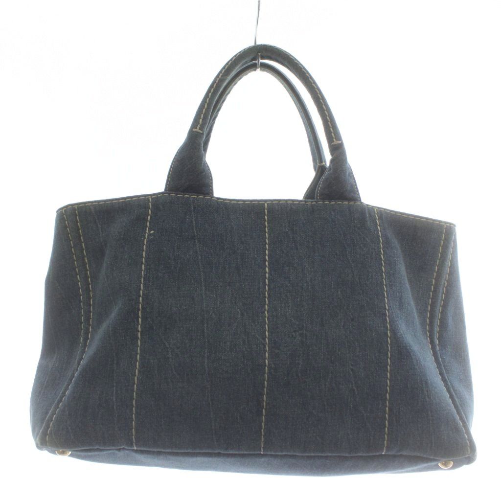 プラダ PRADA カナパ トートバッグ ハンド デニム ロゴ 三角プレート