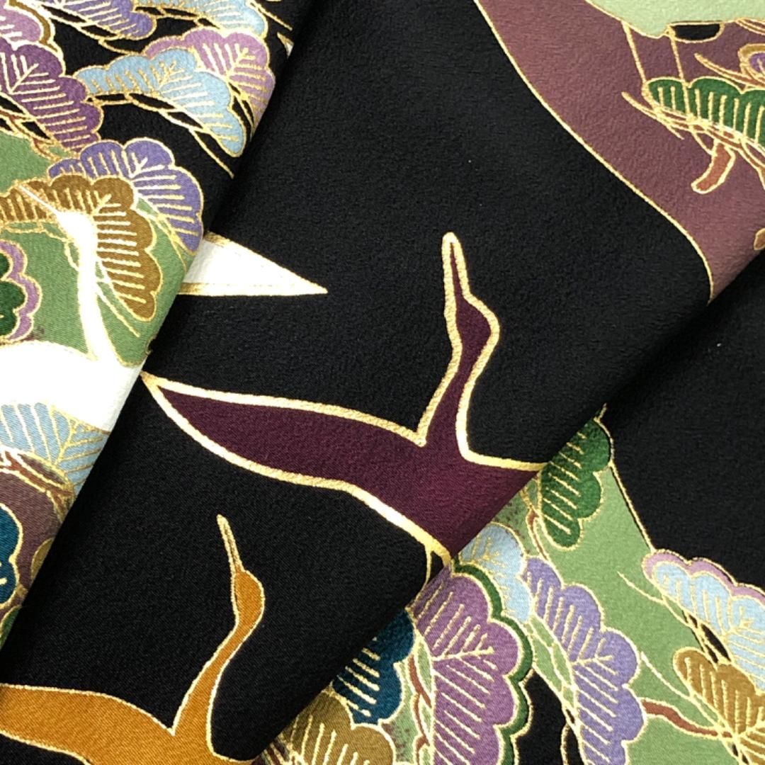 黒留袖 飛翔鶴 松模様 金彩 縮緬 トールサイズ K-5471 - メルカリ