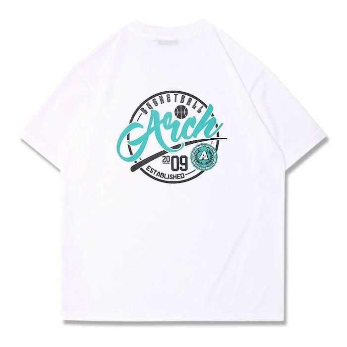 Arch ballpark tee [DRY]【white】 アーチ バスケ 半袖Tシャツ アーチ バスケ  バスケットボール バスパン 男子 ウエア 大人 子供 Ｔシャツ バスケウエア t125-116 XL