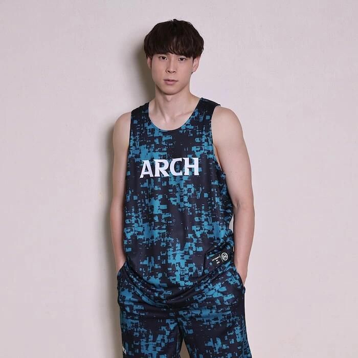 Arch grid faded rev. tank [DRY]【deep ocean/white】 アーチ バスケ