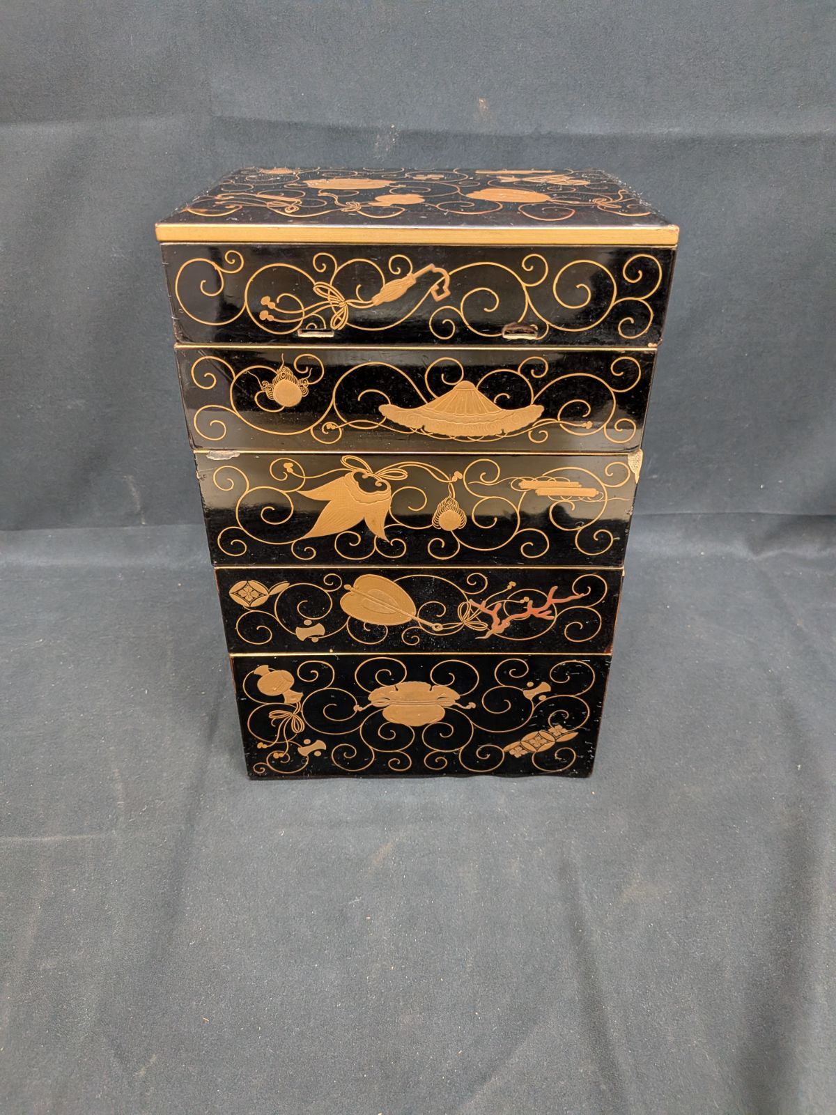 漆器 五段重 沈金 蒔絵 金彩 - メルカリ
