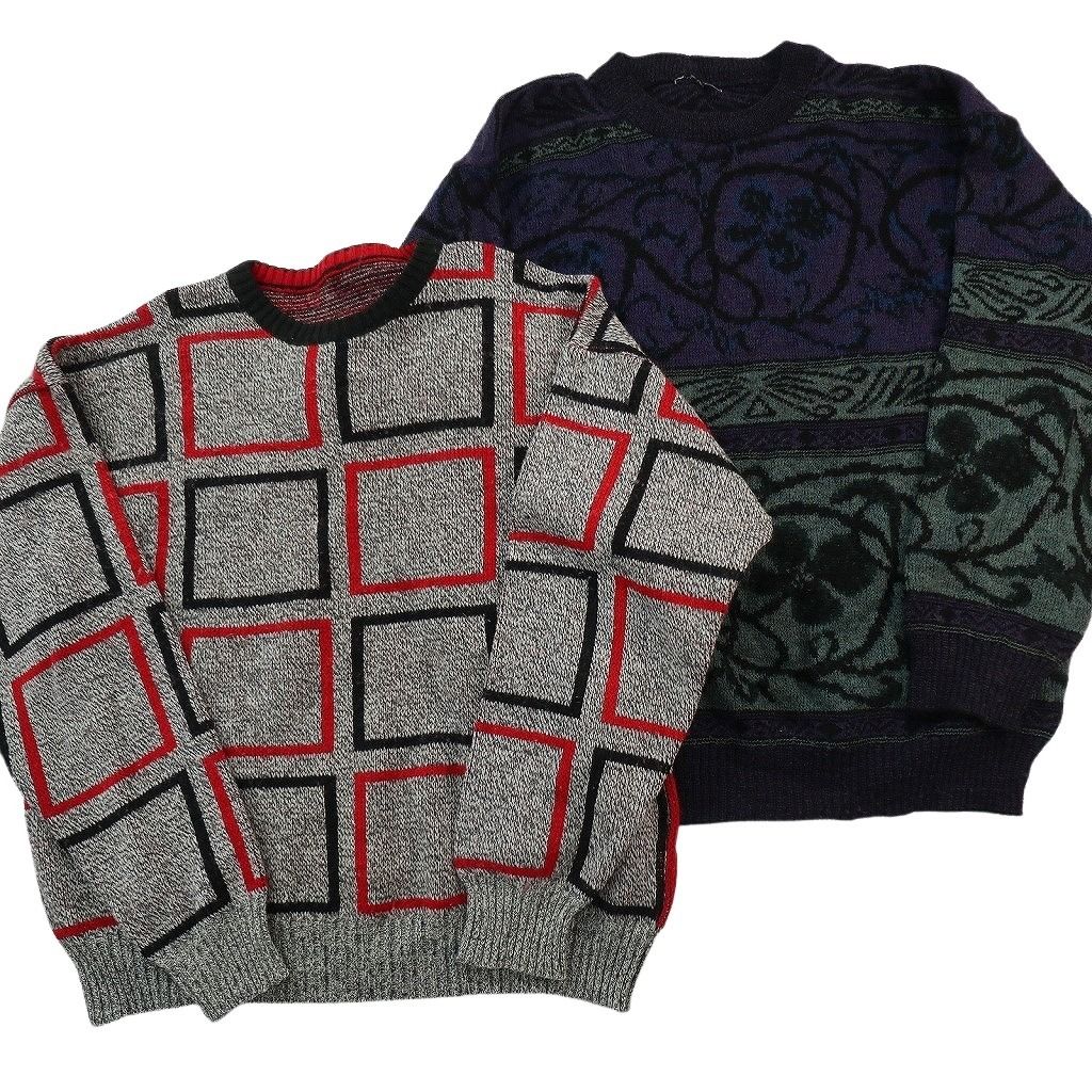 古着卸 まとめ売り 総柄 セーター 6枚セット (メンズ XL ) 幾何学模様