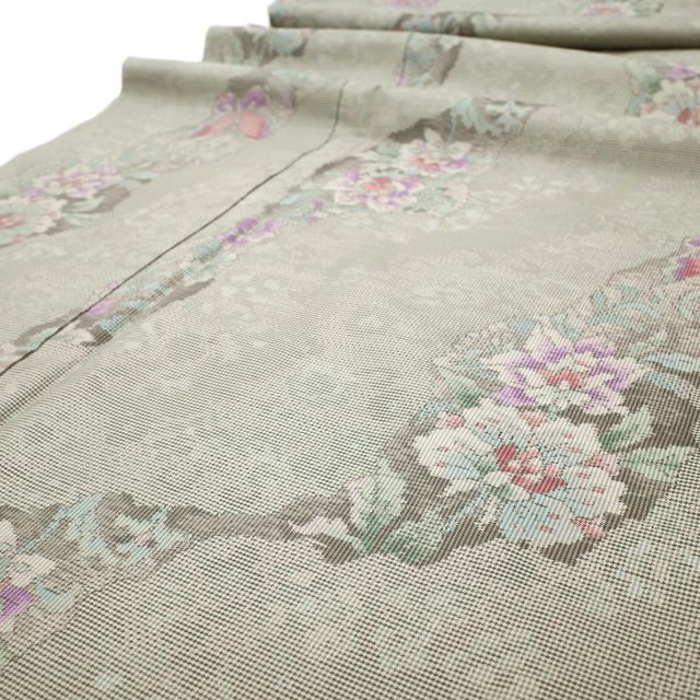 新古品】 すごい値！ 本場大島紬 未使用 着物 正絹 袷 横双 グレー