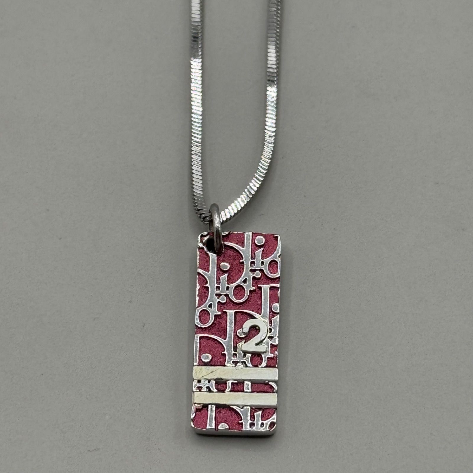 美品 クリスチャンディオール トロッター ネックレス シルバー 銀