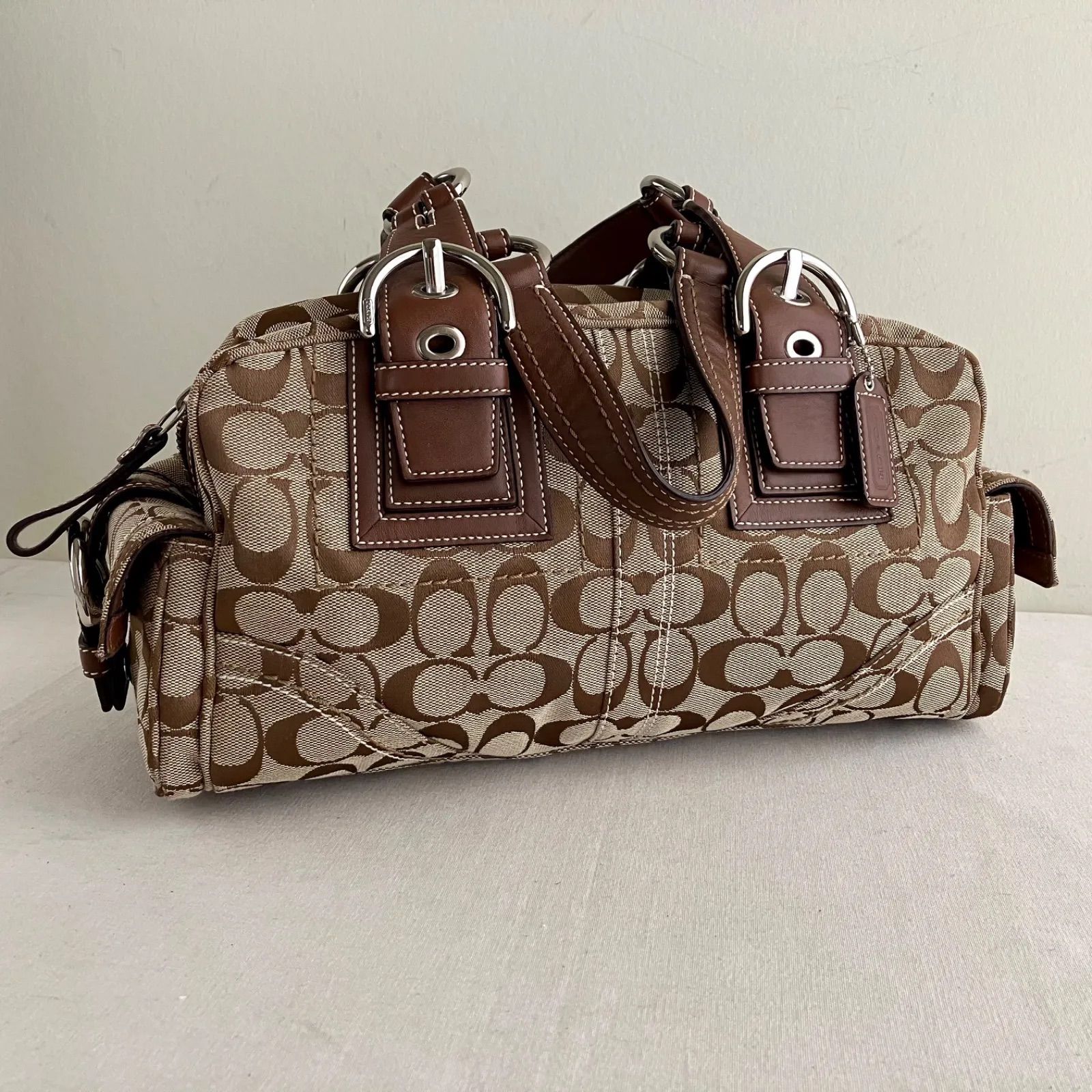 Coach Vintage Brown Leather Satchel Handbag Soho Purse w Side