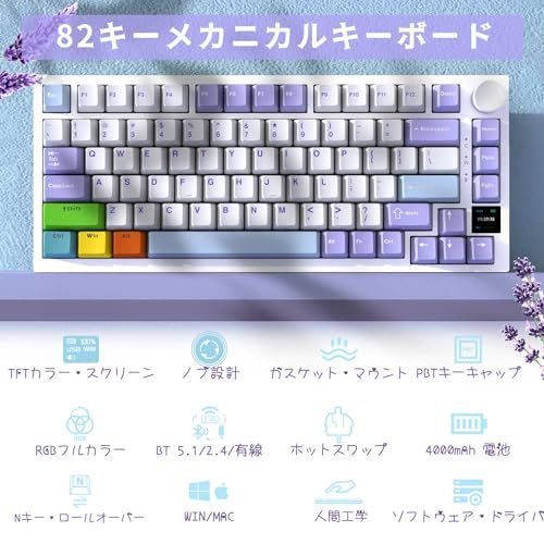 迅速に発送 A.JAZZ AK 820 Proメカニカルキーボード 75%リニア軸 RGBホットスワップ対応ゲーミング ノブ付きTFTスクリーン 2.4 Ghz| BT 5.1|有線 Gasket構造コンパクトなし24 K ゴールド ケーブル Ty ff 42971 f