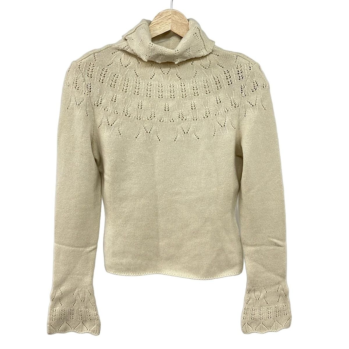 フォクシーベージュ 長袖ニット 40 FOXEY - フォクシー ニットソー カットソー 40 ベージュ Vネック