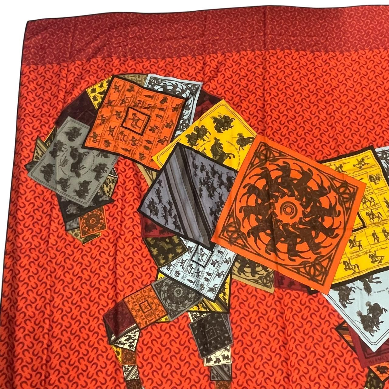 極美品 HERMES エルメス スカーフ シルク カレ140 馬柄 CHEVAL SUR MON