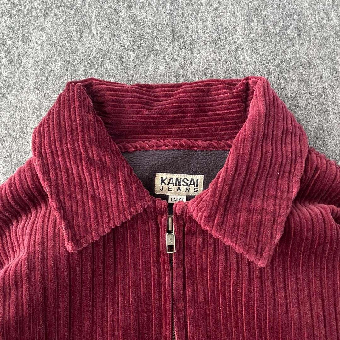 90s Jeans 細畝コーデュロイジャケット ブルゾン 90s デザインジャケット コーデュロイ 太畝 ブルゾン ジップ ワイン