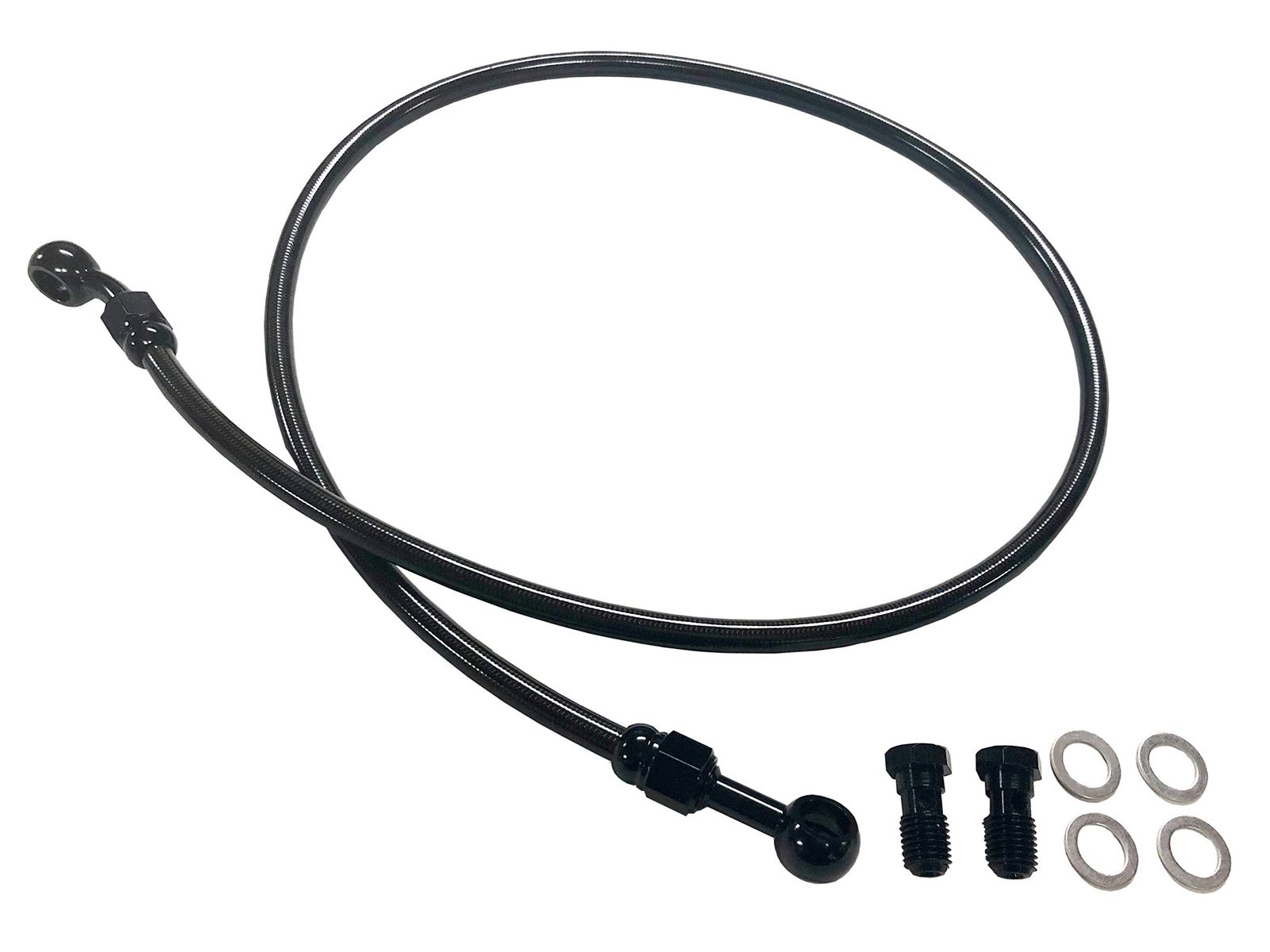 新品 アルキャンハンズ(ALCAN HANDS) ブラックメッシュリアブレーキホースセット(ゼファー４００/カイ)