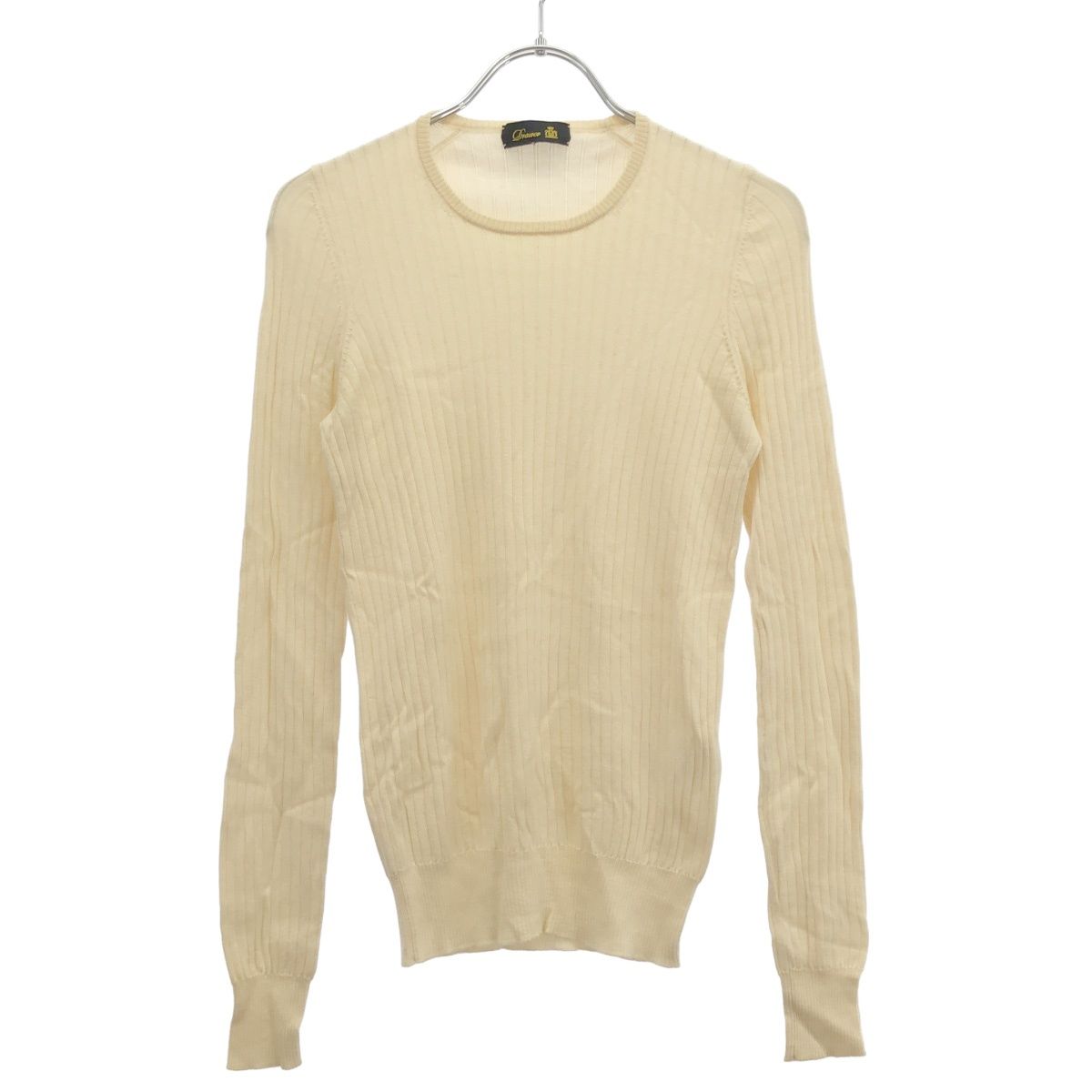 Drawer ドゥロワー 18Gカシミヤシルクリブ クルーネックニット 6513