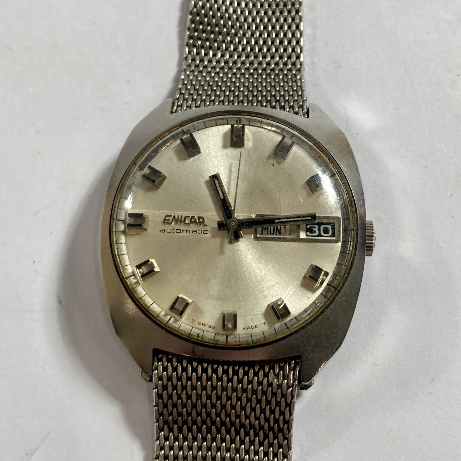  ENICAR AUTOMATIC エニカ 147 01 03 腕時計 デイデイト 自動巻き メンズ 動作未 ジャンク品 デイリーウェア 自動巻き時計 腕時計(アナログ)