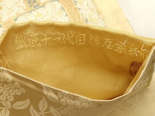 平和屋着物●織匠十一代目 篠屋宗兵衛 謹製　綴れ唐織　六通柄袋帯　吉祥草花文　金糸　正絹　逸品　CABC4754dy 平和屋着物○織匠十一代目 篠屋宗兵衛 謹製 綴れ唐織 六通柄袋帯 吉祥