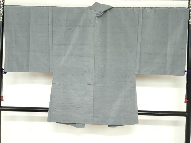 平和屋着物○男性 紬 アンサンブル 桔梗鼠色 正絹 逸品 DABB0624ud