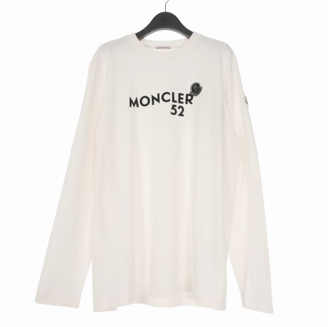 MONCLER 長袖カットソー ホワイト モンクレール MONCLER 25AW ロゴワッペン クルーネックTシャツ