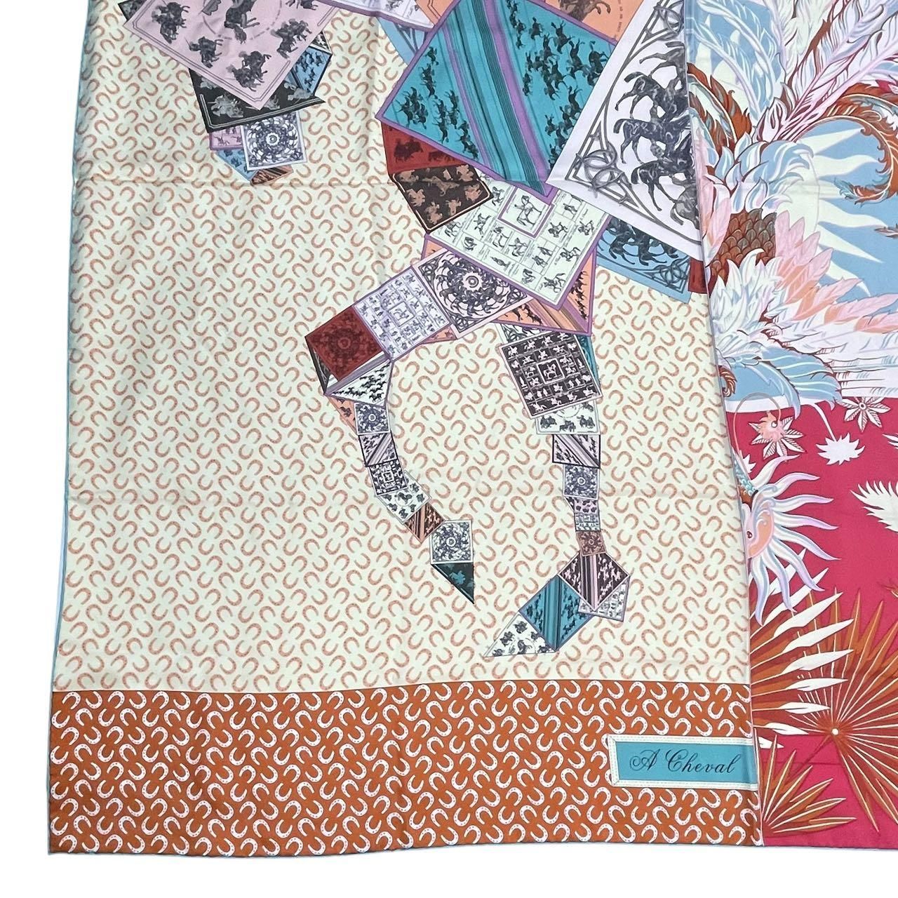 新品同様 HERMES エルメス スカーフ シルク カレ140 A Cheval sur mon