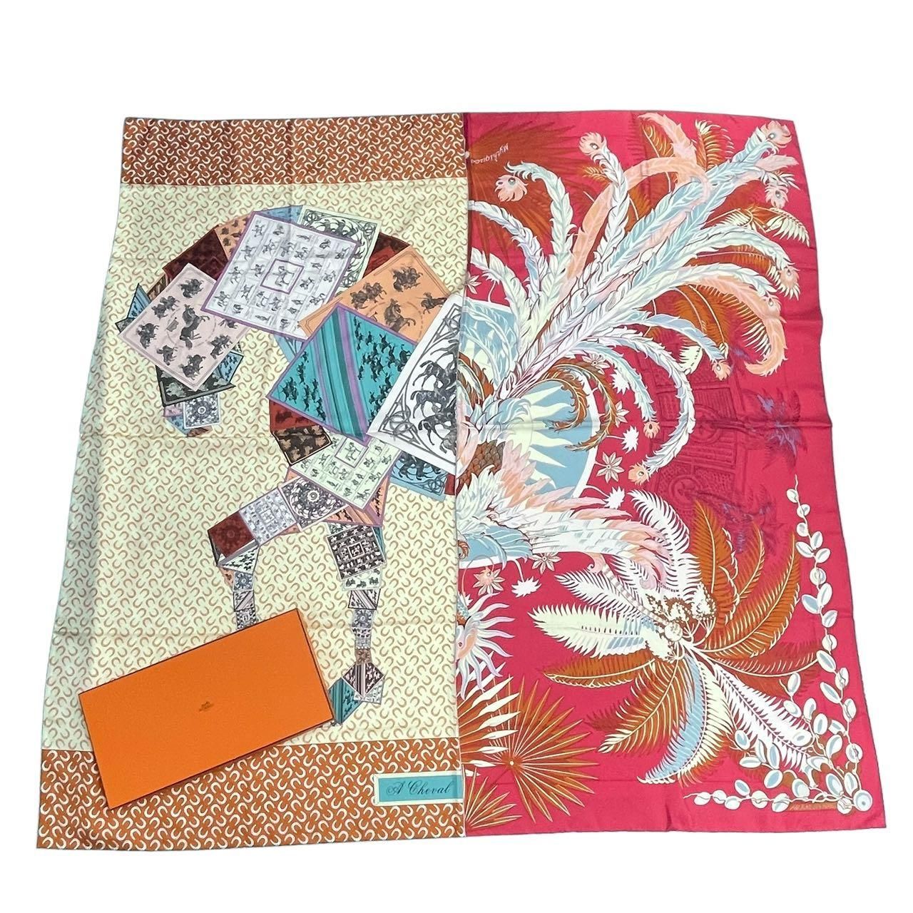 新品同様 HERMES エルメス スカーフ シルク カレ140 A Cheval sur mon 