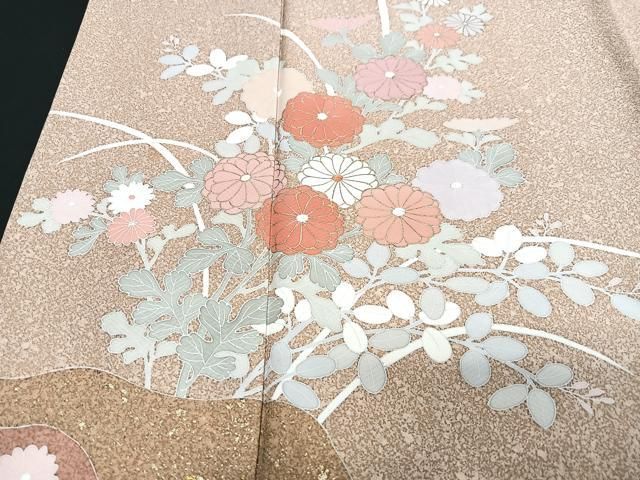 平和屋着物□訪問着 草花文 たたき染め 金彩 正絹 逸品 CABB9004xe