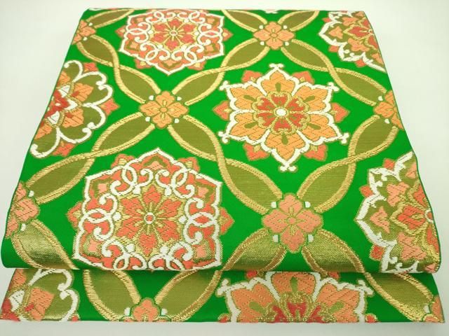 平和屋着物○西陣 川島織物 六通柄 本袋帯 唐織 正倉院花文 金糸 正絹