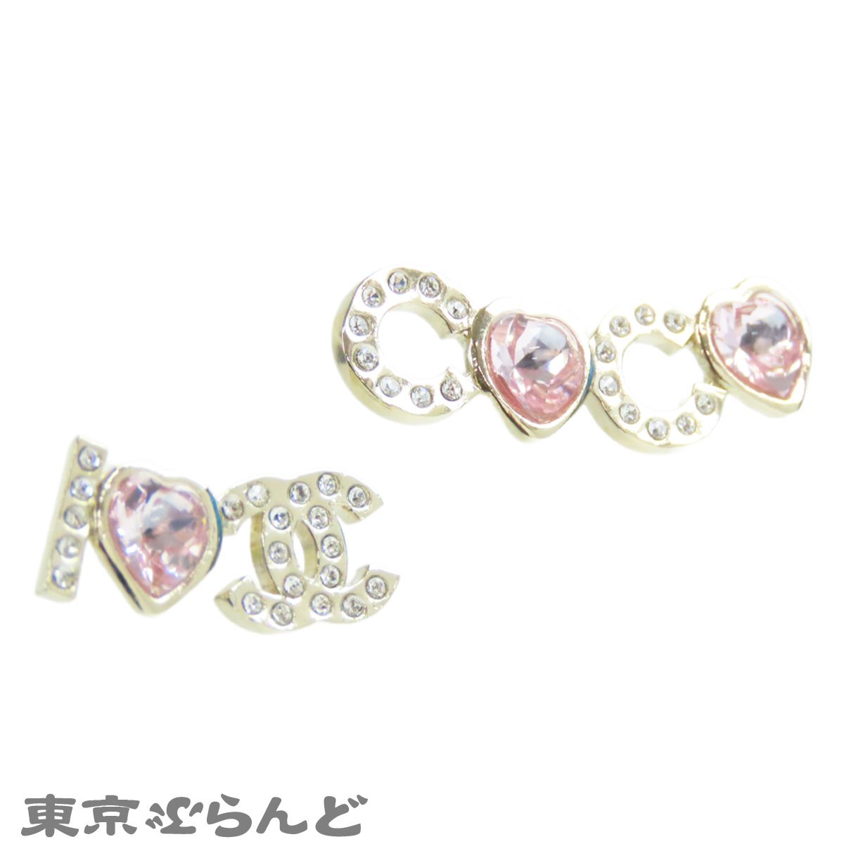 シャネル CHANEL ピアス AB8202 ゴールドxピンク メタル ライン 