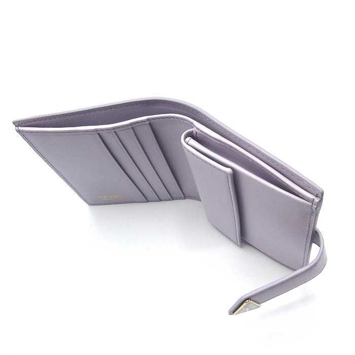 新品】プラダ 1MV204 CITY CALF TAB / GLICINE 財布 二つ折り財布