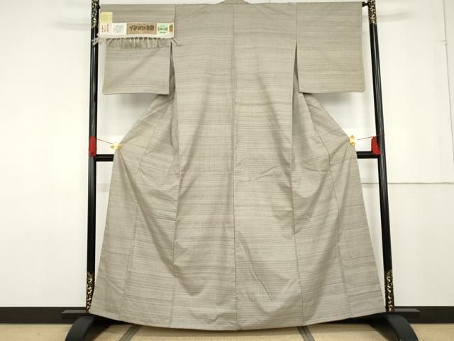 平和屋着物●伝統工芸品　伊那紬　手織り　草木染　格子　証紙付き　正絹　逸品　AABF6623cs 平和屋着物○伝統工芸品 伊那紬 手織り 草木染 格子 証紙付き 正絹