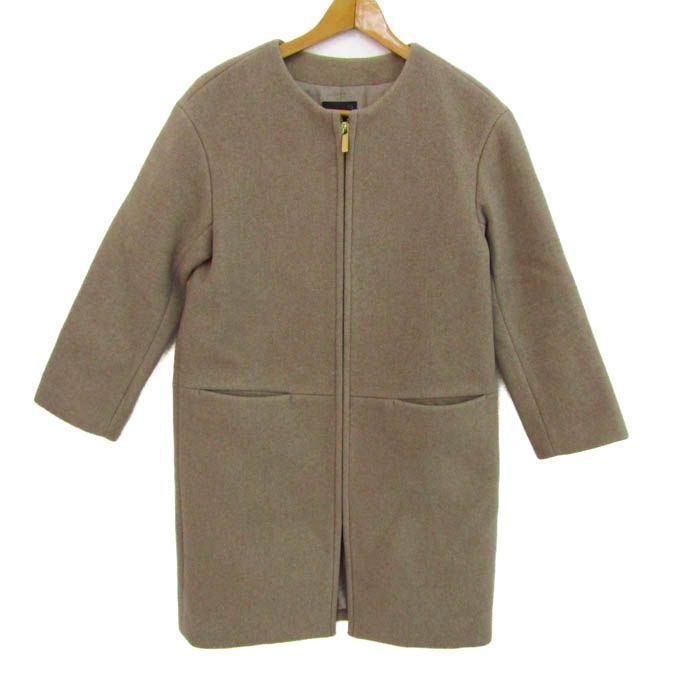 プ*ネ様 NOBLE ウールカシミヤ混 ノーカラーコート 36 ノーブル ノーカラーコート ウールコート アウター カシミヤ混