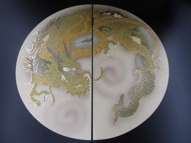 五月人形 二曲屏風 40号 鎧用 黒艶消 丸龍柄 端午の節句 こどもの日