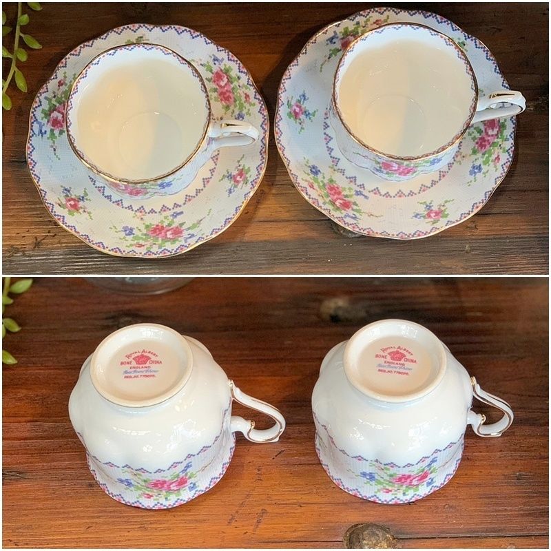 廃盤 ロイヤルアルバート プチポワン カップ＆ソーサー 2客セット