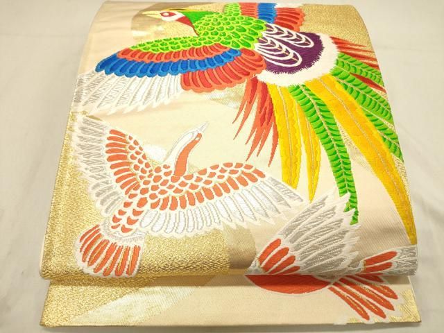 平和屋着物◎六通柄袋帯 唐織 鳳凰 金銀糸 正絹 逸品 DABA2454ya