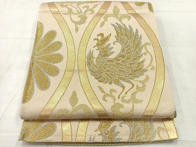平和屋着物◎六通柄袋帯 立涌鳳凰花文 金銀糸 正絹 逸品 AABF2577uk