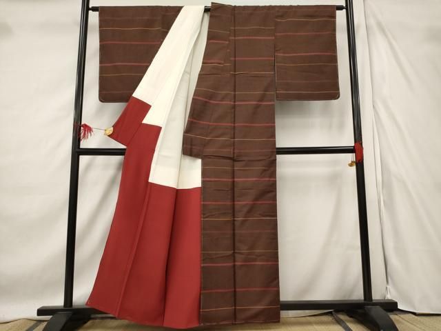 平和屋着物□本場染大島紬 横段文 正絹 逸品 未使用 AABF1476st - メルカリ