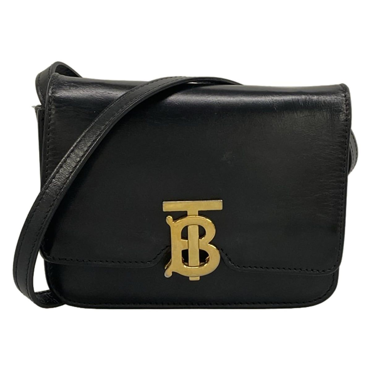BURBERRY レザー ショルダーバッグ　ミニバーティカル BURBERRY/Burberry(バーバリー) ショルダーバッグ ミニTBバッグ 黒