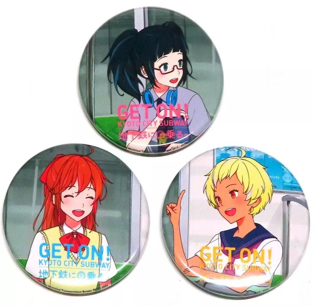 京都市SUBWAY ピンバッジ アニメ風キャラクター 中古】バッジ・ピンズ 集合 MOTTO! 缶バッジセット(3個セット