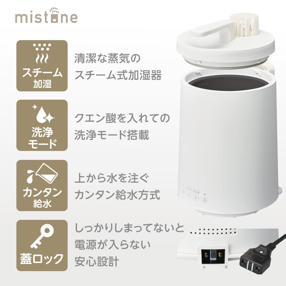清潔な蒸気のスチーム加湿器】ドウシシャ 加湿器 スチーム式 容量3L